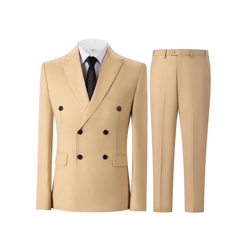 Men's Slim Fit 2-Piece Business Suits | Solid Color Wedding Groom Outfit | Custom Jacket, Vest & Trousers | Formal Office & Ceremony Attire | Versatile Business to Casual Wear Menswear